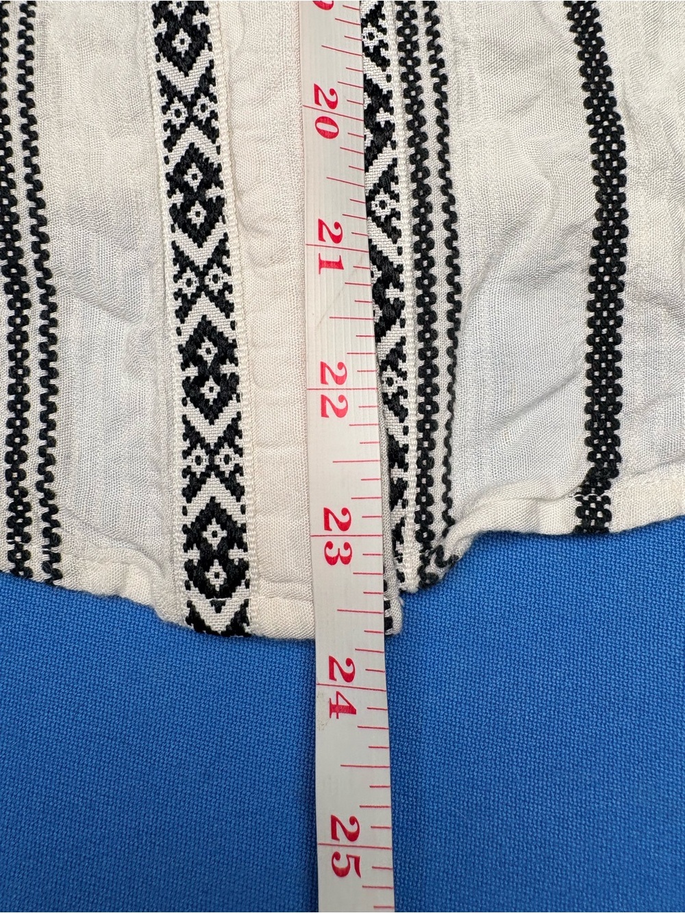 Motive women’s small Embroidered Stripe Button-Front Blouse - White/Black - Picture 4 of 4